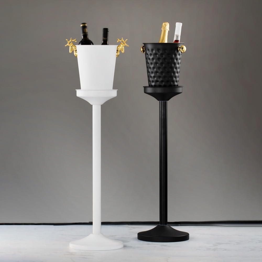 Cubitera for champán con soporte, cubeta for hielo grande for champán, cubeta for hielo con asas, cubeta for hielo de acero inoxidable, perfecta for botellas de vino, champán o cerveza ( Grey : Silver