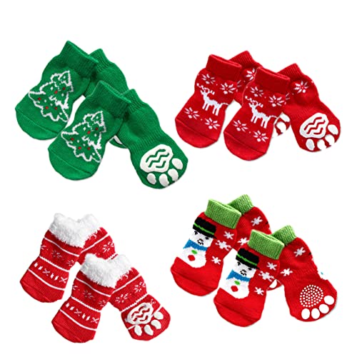 BESPORTBLE Pet Socks Dog Socks Christmas Cotton Stockings with Reindeer Design Random Style
