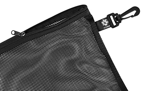 PALTERWEAR Mesh Zipper Bag with Clip - For Camping Outdoor Snorkeling - Set of 4 (Black, 10 x 15 inch)4