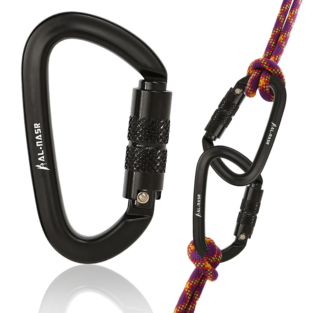 Proberos® Heavy Duty Carabiner, Auto-Locking 1600KG D-Shape Aluminum Alloy | 4.9x8.5cm Auto-Locking Twist Lock, Helps Prevent Accidental Opening, Aluminum Alloy, for Hammock and Tree Work