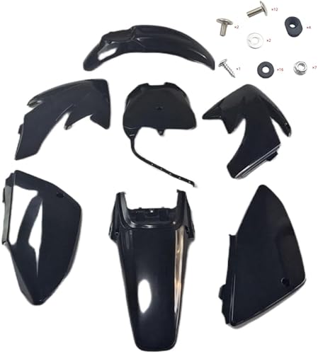 CRF70 negro carenado de plástico de carenado completo (incluyendo tornillos de montaje) cubierta de cuerpo de guardabarros de motocicleta para CRF70