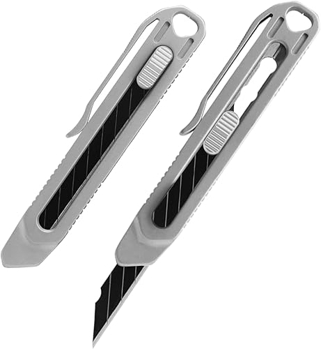 Cuchillo de bolsillo de titanio con clip pequeño EDC telescópico retráctil cortador de caja aleta cuchillo de precisión para oficina artes caseras