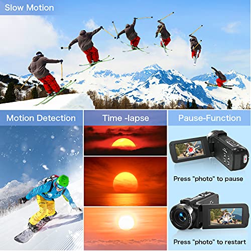 MELCAM Videokamera Camcorder, 1080P 30FPS Vlogging Kamera Recorder für YouTube, FHD IR Nachtsicht Camcorder 3.0 '' IPS… – Bild 6