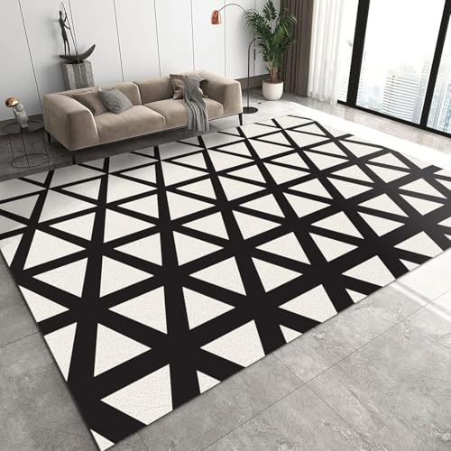 Tapis de luxe confortable rectangulaire à texture géométrique abstraite - 2
