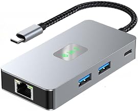 USB C Hub with Ethernet 6-in-1 – Multiport Adapter with 4K HDMI, 1Gbps LAN, 65W Power Delivery, USB-C & 2 USB-A Ports, Compatible with MacBook Air, iPad Pro, XPS, Home Office