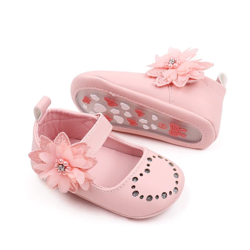 Newborn Baby Girls Dress Shoes Soft Rubber Sole Mary Jane Moccasins Baptism Christening Crib Shoes Wedding Princess Flats4
