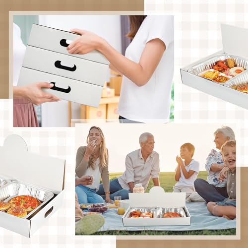 Image of Fullhawl 35 Pack Pop-up Catering Box 22 x 13.5 x 3.5 Inch Kraft Corrugated Full Pan Catering Box Secure Stackable Food Delivery Container Bakery Storage Boxes for Party Theaters Stadiums (White)