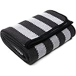 PuTian Merino Wool Blanket - 87 x 63 Thick Warm Soft Large Bed Throw - Great for Camping, Outdoors, Travel, Car, Couch, All Seasons Grey Stripe