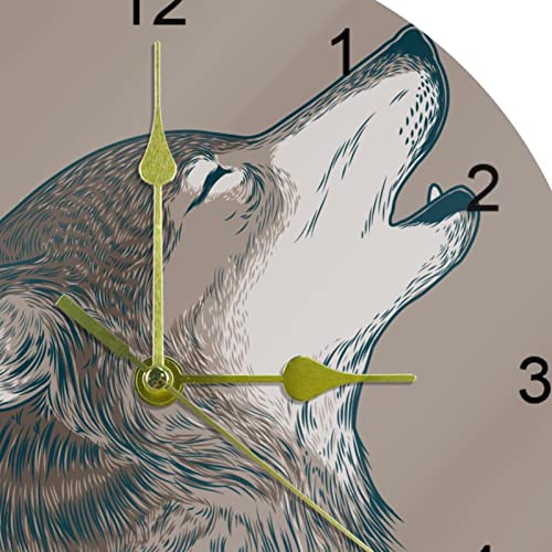 Horloge murale silencieuse loup sans tic-tac mécanisme quartz