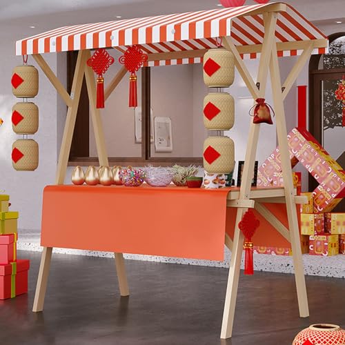 Chariot de marché pliable en bois stand de vente avec auvent pour événement en plein air