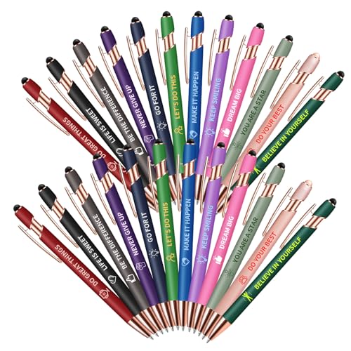 Stylos à bille amusants encre noire lot de 24 pour éviter les traces sur écran