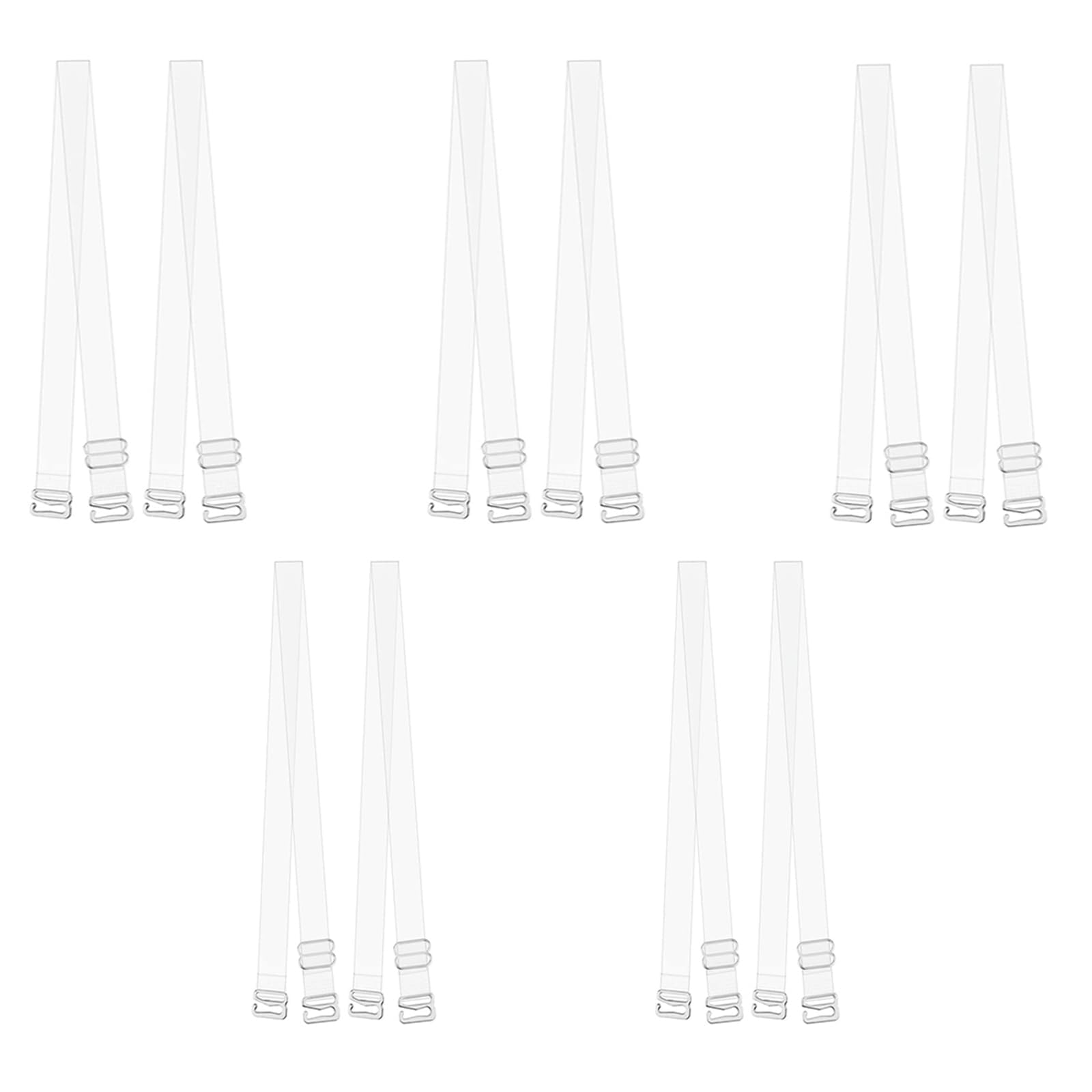 5 Pair Clear Bra Straps Invisible Transparent Shoulder Bra Strap Replacement, 15mm/0.6in width, 38cm/15in length,.Length Adjustable stretched to 50-55cm/19.7-21.7in
