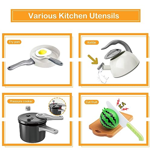 image for Funpynani 130Pcs Kitchen Playset, Toddler Pretend Cooking Play Pots, P