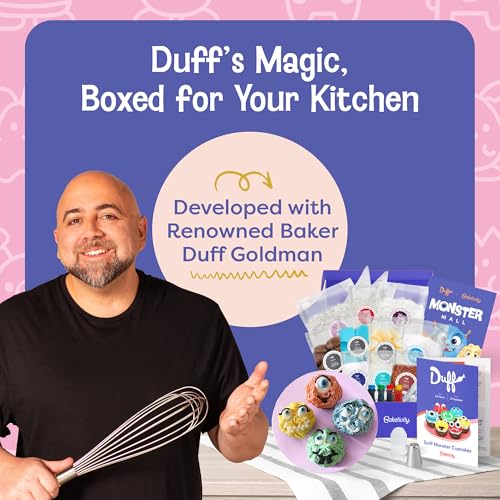Image of Baketivity x Duff Goldman Monster Cupcakes Kit - Cooking Set with Premeasured Ingredients, Decorating Supplies, STEM Activities - Perfect for Girls and Boys