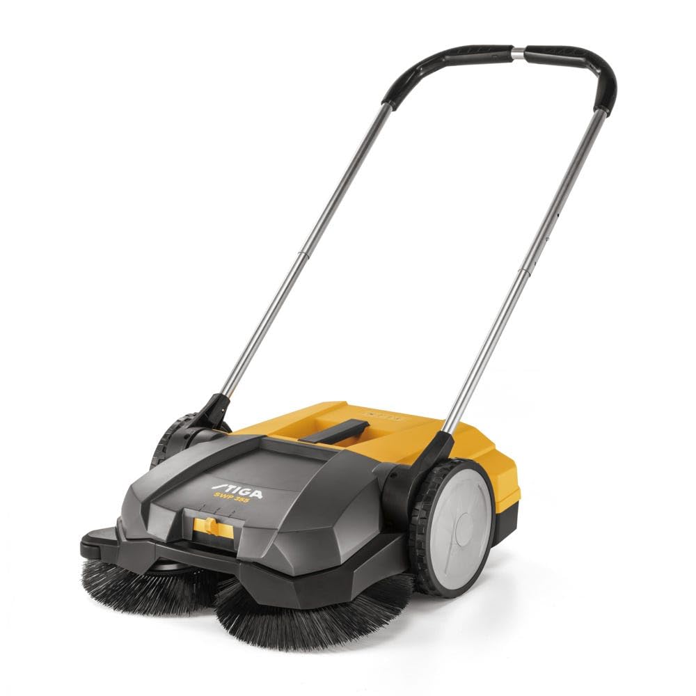 STIGA SWP 355 Spazzatrici da esterno a spinta - Larghezza di pulizia 55 cm, spazzole doppie da 30 cm, contenitore rifiuti da 20 l, altezza regolabile, ideale per superfici dure e aree fino a 1600 m²