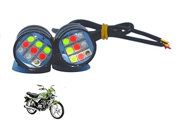 Multi Colour 6 Led Strobe Light for Bike | Warning Emergency Police Light | Motorcycle Strobe Light | Compatible with Hero HF Deluxe Eco