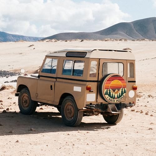 Image of Universal Fit Spare Tire Cover for Rv, SUV, Camper Vintage I Hate People Tire Covers Weatherproof, Dust-Proof Wheel Protector for Camping & Travel Trailer