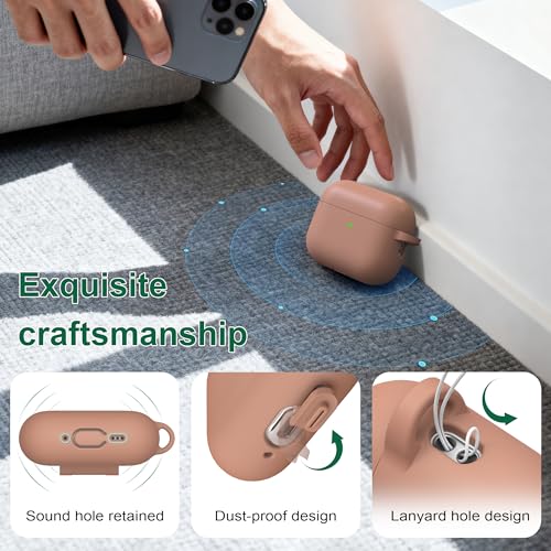 Image of R-fun for AirPods Pro 3 Case (2025), Soft Silicone Protective Case Cover Compatible with Apple AirPods Pro 3rd Generation (USB-C Cable) for Women Men with Cleaning Kit and Keychain, Milk Tea