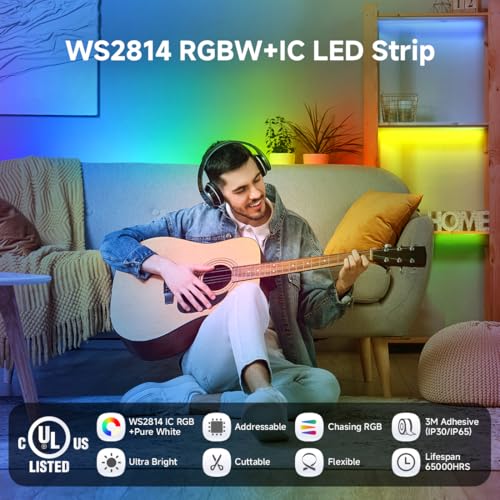 Tira LED direccionable RGBW WS2814 16.4 pies IP67 miniatura 6