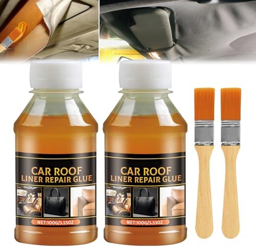 Headliner Repair Glue, Car Headliner Adhesive, Car Roof Liner Quick Repair Adhesive Headliner Glue, Car Ceiling Fabric Repair, Headliner Repair Kit, Leather Glue Repair, 100ml (2PCS)