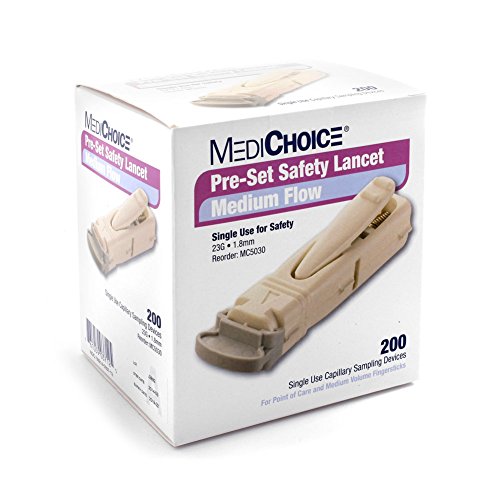 MediChoice Safety Lancet Unistik 3, Blood Sampling, 23 Gauge x 1.8 Millimeter Depth, Gray, MC5030 (Box of 200)