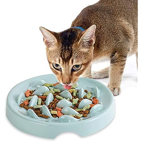Slow Feeder Cat Bowl,Melamine Fun Interactive Feeder Bloat Stop Puzzle Cat Bowl Preventing Feeder Anti Gulping Healthy Eating Diet Pet Dog Slow Feeding Bowls Against Bloat, Indigestion and Obesity Cover