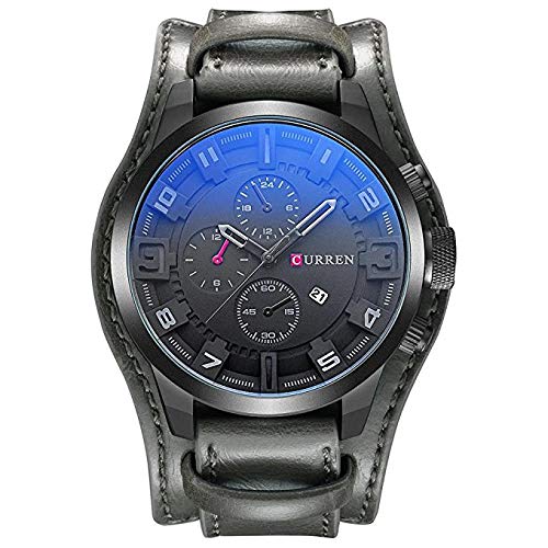 Curren 8225 Mens Analog Sports Waterproof Leather Strap Wrist Watch with Date - Grey (B07N1R3866) Amazon Price History, Amazon Price Tracker