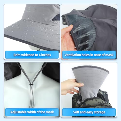 Image of UPF 50+ Sun Hats for Men Women, Wide Brim & Face Neck Flap Fishing Hat, UV Protection Summer Hat for Fishing Hiking Outdoor