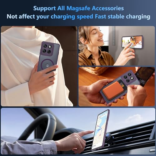 Image of For Motorola Edge 2025 Case,Magnetic [38 N52 Magnets] Military Grade Drop Protection moto edge 2025 case-Full Camera Protection Slim Matte Anti-Slip Phone Cover Protector For Motorola Edge 2025,Purple