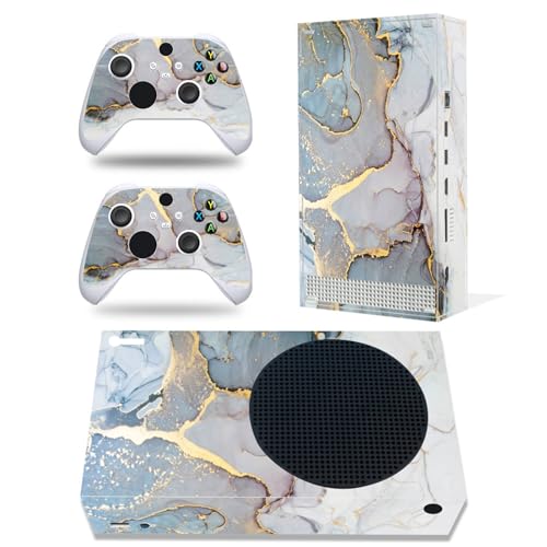 Adhesivo de vinilo compatible con consola Xbox Series S y controladores, compatible con Microsoft Xbox Series S (mármol azul)