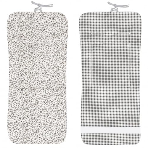 Colchoneta Silla Paseo Universal Verano Funda Carrito Bebe 100% Algodon Transpirable Reversible Apta Silla Inglesina Suave Carro Bebe Altura Ajustable Hombros y Cintura Antideslizable (Flores Gris)