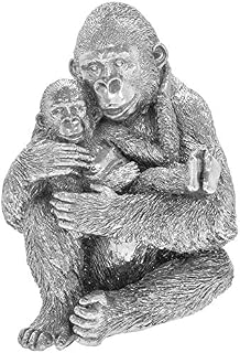 The Leonardo Collection Silver Art Mother & Baby Gorilla Sculpture