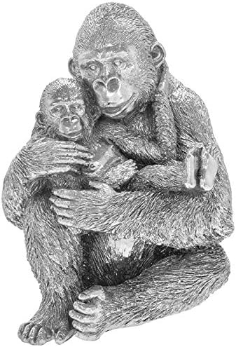 The Leonardo Collection Silver Art Mother & Baby Gorilla Sculpture