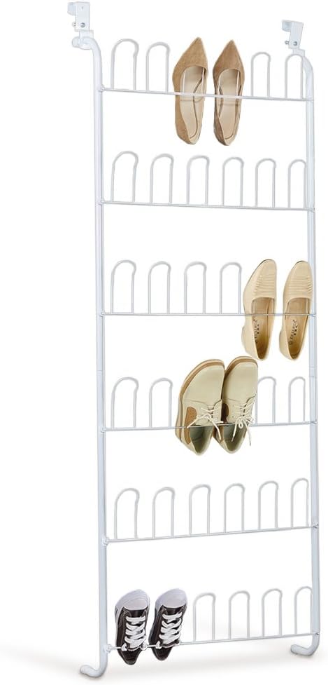 JoyRack | Space Saving Anti Rust Metal Over the Door Shoe Rack (Up To 18 Pairs), 60 x 7.2 x 24inch