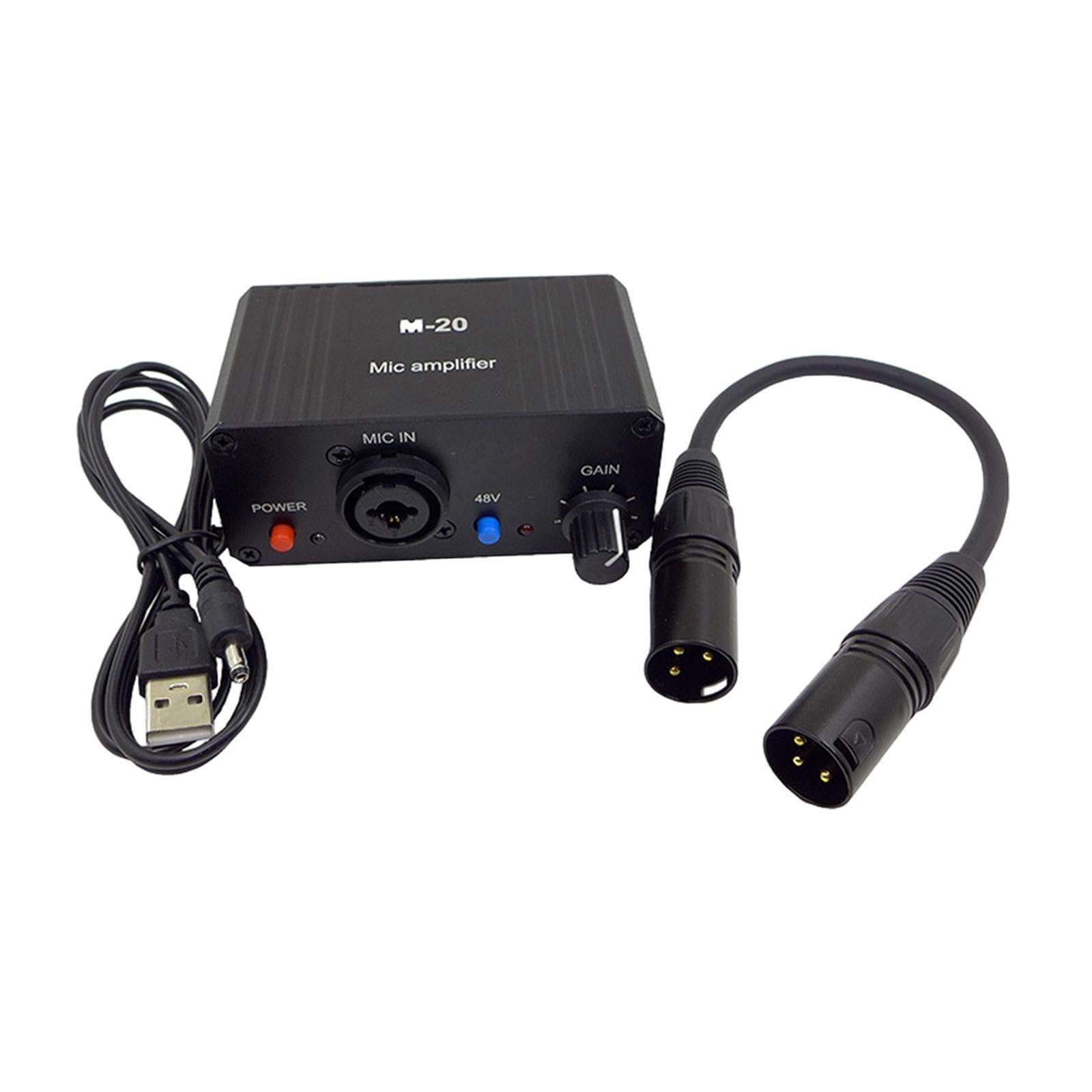 Lot de 2 préamplis de microphone durables pour charge de puissance stéréo Amplificateur de gain XLR mâle vers mâle