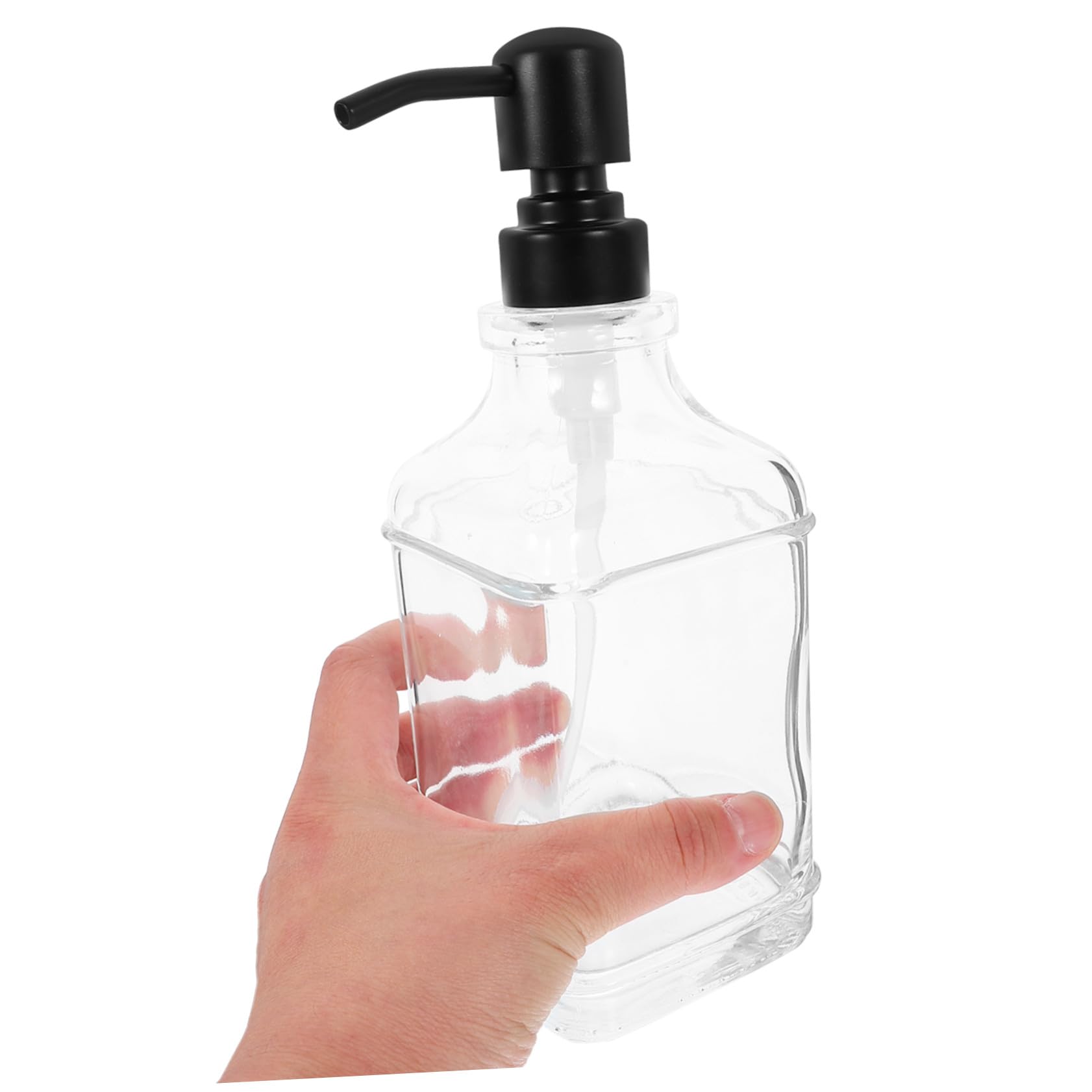 Anneome Botella Dispensadora De Jabón Vacía De Vidrio Transparente Dispensador Rellenable para Manos Champú Acondicionador Loción Baño y Cocina