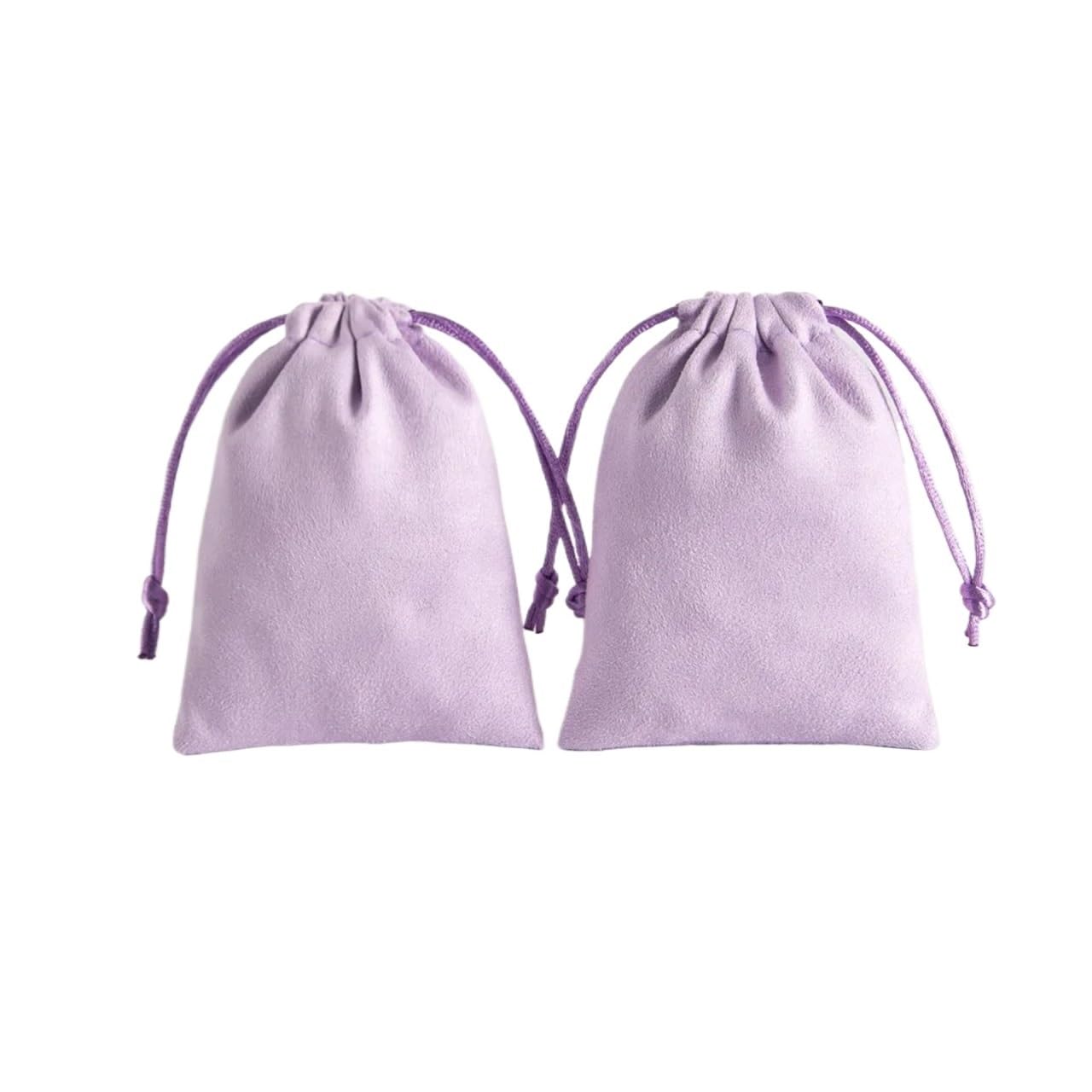 Mlyvax 20pcs Velvet Suede Light Purple Pouches Luxury Jewelry Packaging Display Flannel Drawstring Packing Gift Bags(Purple)