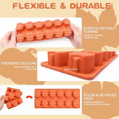 Image of HKNMTT 2Pcs Pumpkin Silicone Molds 24-Cavity Halloween Fall Chololate Molds
