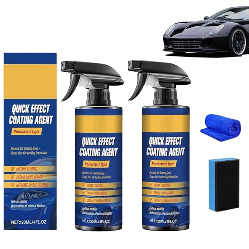 2 Stück Quick Effect Coating Agent, 3 in 1 Hochschutz-Auto-Beschichtungsspray, Multifunktionales Auto Kratzer Entferner, Auto Nano Beschichtungs Spray für Reparatur Schutz Aufhellung