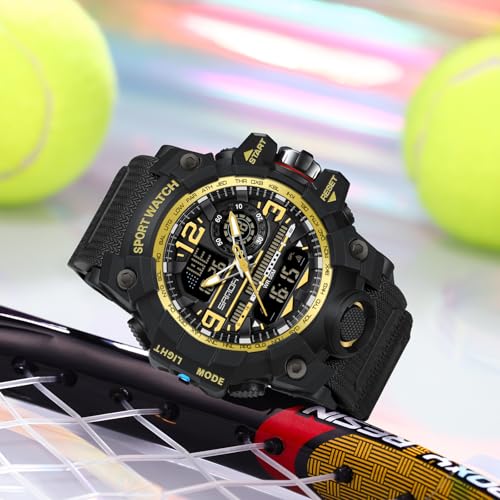 FANMIS Mens Analog Digital Sports Watches Multifunctional 50M Waterproof LED Alarm Backlight Watch Analog Large Face Electronic Alarm Stopwatch Countdown for Men4