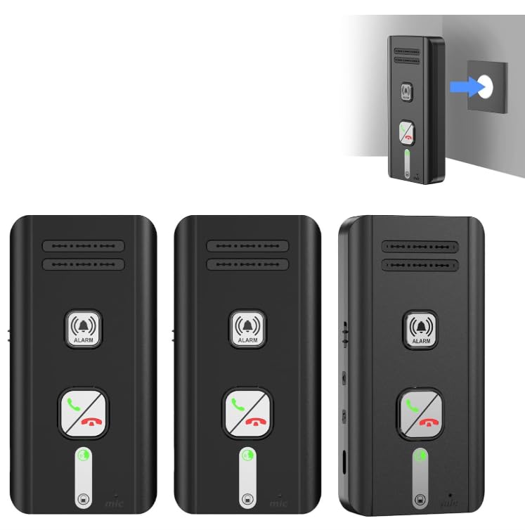 2 Way Intercom for Home, Portable Intercom System,3 Pack Black | for House with 5 Level Volume and Ringtones Adjustment Rechargeable for Hospital Hotel Office Business