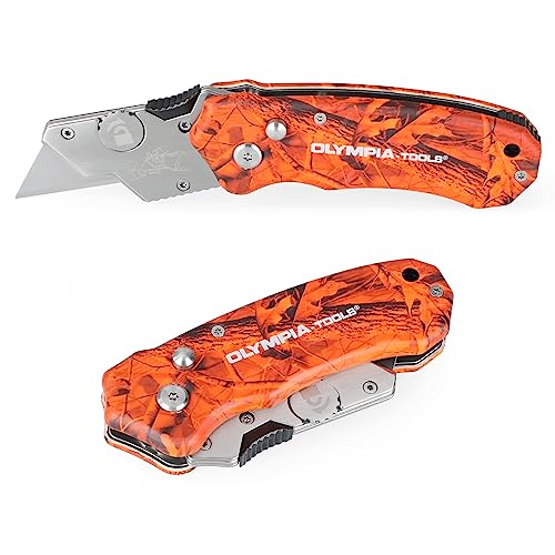 Olympia Tools Design Folding Utility Knife, Orange Camo #1