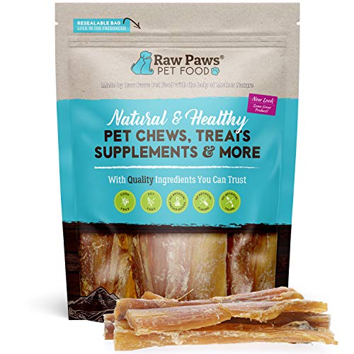 Raw Paws 6-inch Beef Tendon Chews for Dogs, 14-ct - Packed in USA - Long Lasting Beef Tendons for Dogs - Free-Range Beef Back Strap for Dogs - Cow Dog Tendon Treats - Beef Backstrap Dog Chews