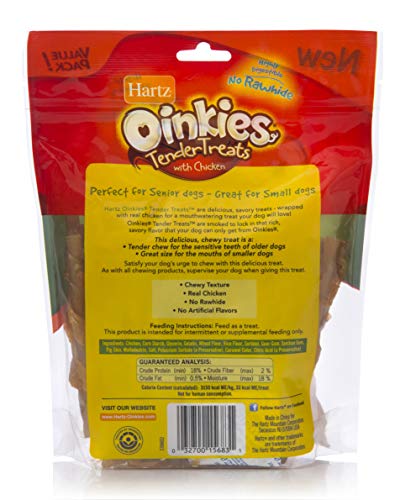 Hartz Oinkies Rawhide-Free Tender Treats Wrapped with Chicken Dog Treats Chews, 36 Count, Highly Digestible, No… - Image 2