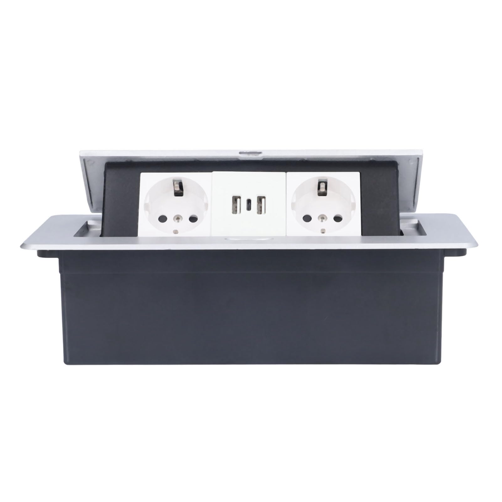 Prise Murale Double 16a Avec 2 Ports Usb Type C 3.4a Charge Rapide Pour Maison Bureau Encastrable