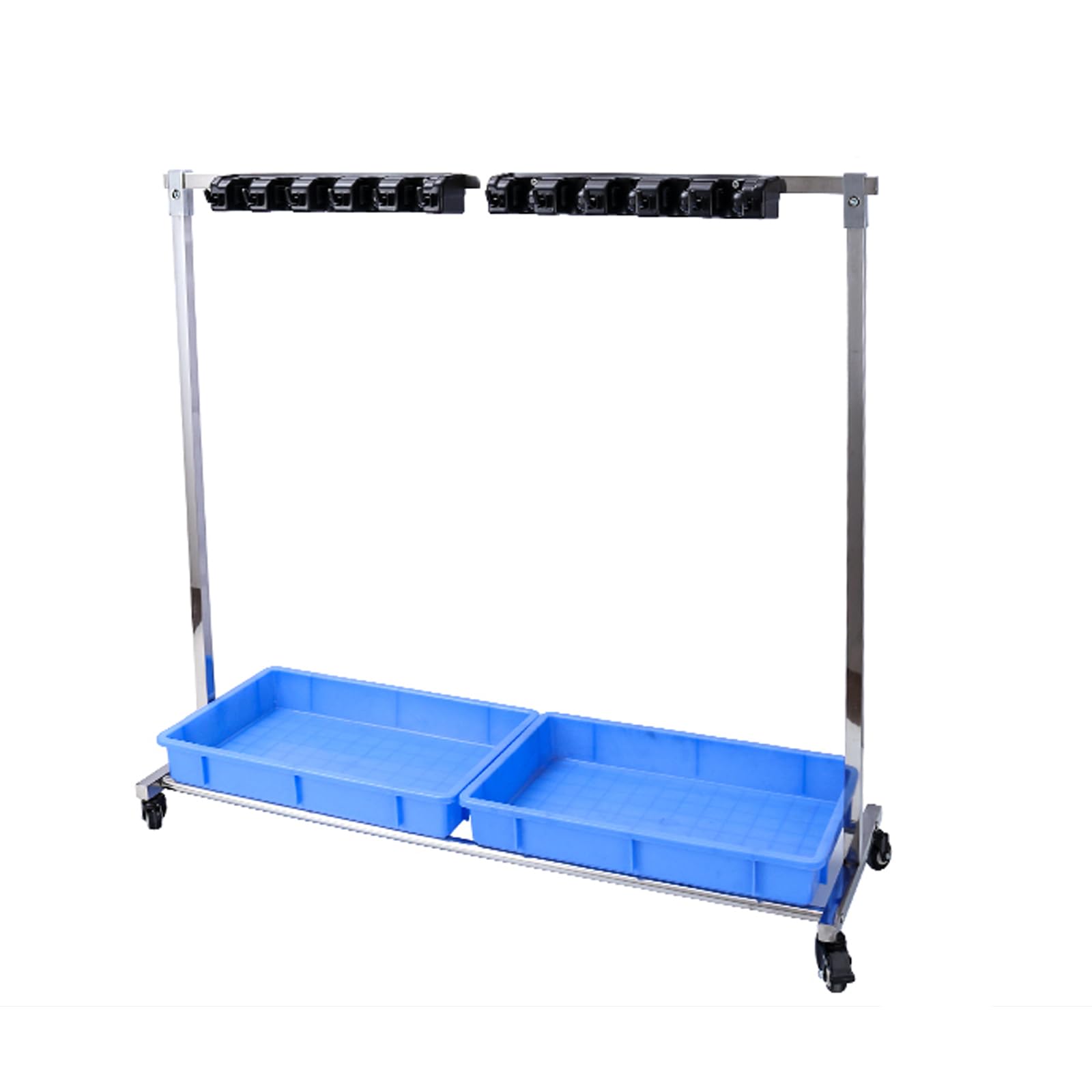 Reinigungswagen, Beweglicher Besen- Und Mopphalter, Bodenstehender Reinigungswerkzeug-Organizer, Hausmeisterwagen-20 Slots and 24 Hooks-121cm/