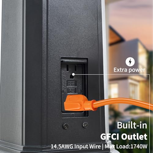 Dusk-to-Dawn-Outdoor-Lamp-Post-Lights-with-GFCI-OutletDouble-Head-Farmhouse-Street-Light-FixtureAluminum-Black-Pole-Exterior-Lights-Waterproof-Lantern-Outdoor-Lighting-for-GardenBackyardDriveway Dusk to Dawn Outdoor Lamp Post Lights with GFCI OutletDouble Head Farmhouse Street Light FixtureAluminum Black Pole Exterior Lights Waterproof Lantern Outdoor Lighting for GardenBackyardDriveway