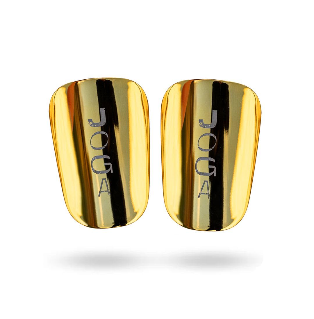 JOGA Mini Shin Pads in Gold (Limited Edition) | 10x6cm Lightweight Football Shin Pads | Compact Shin Guards for Adults & Kids | Feather Light Feel & Hard Shell Protection