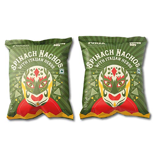 Image of Cafe Coffee Day- Spinach Nachos with Italian Herbs | Crispy Spinach Corn Snacks | Nacho Chips | Flavored Nachos | Crispy Snacks (Pack of 6, 40 gms Each)