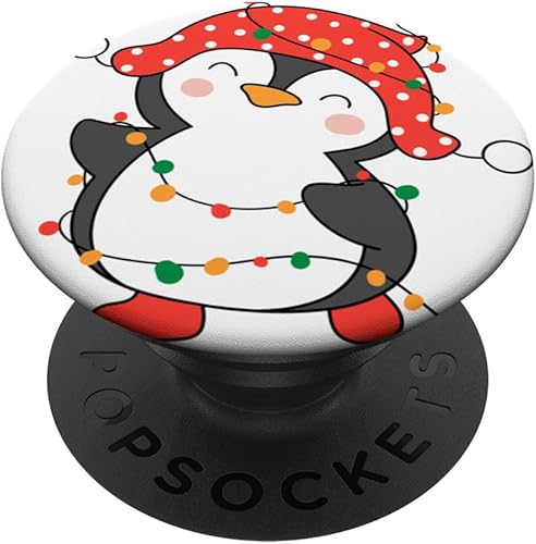 Funny Merry Christmas Cute Penguin Family PopSockets estándar PopGrip para hombres, mujeres y niños